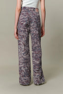 Skyler Leopard Print Straight-Leg Jeans in Cotton Denim