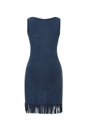 Robe à Ourlet Frangé Victoria en Tricot Mélangé Coton