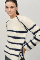 Rita Hand Painted Irregular Stripe Design Sweater in Alpaca Blend