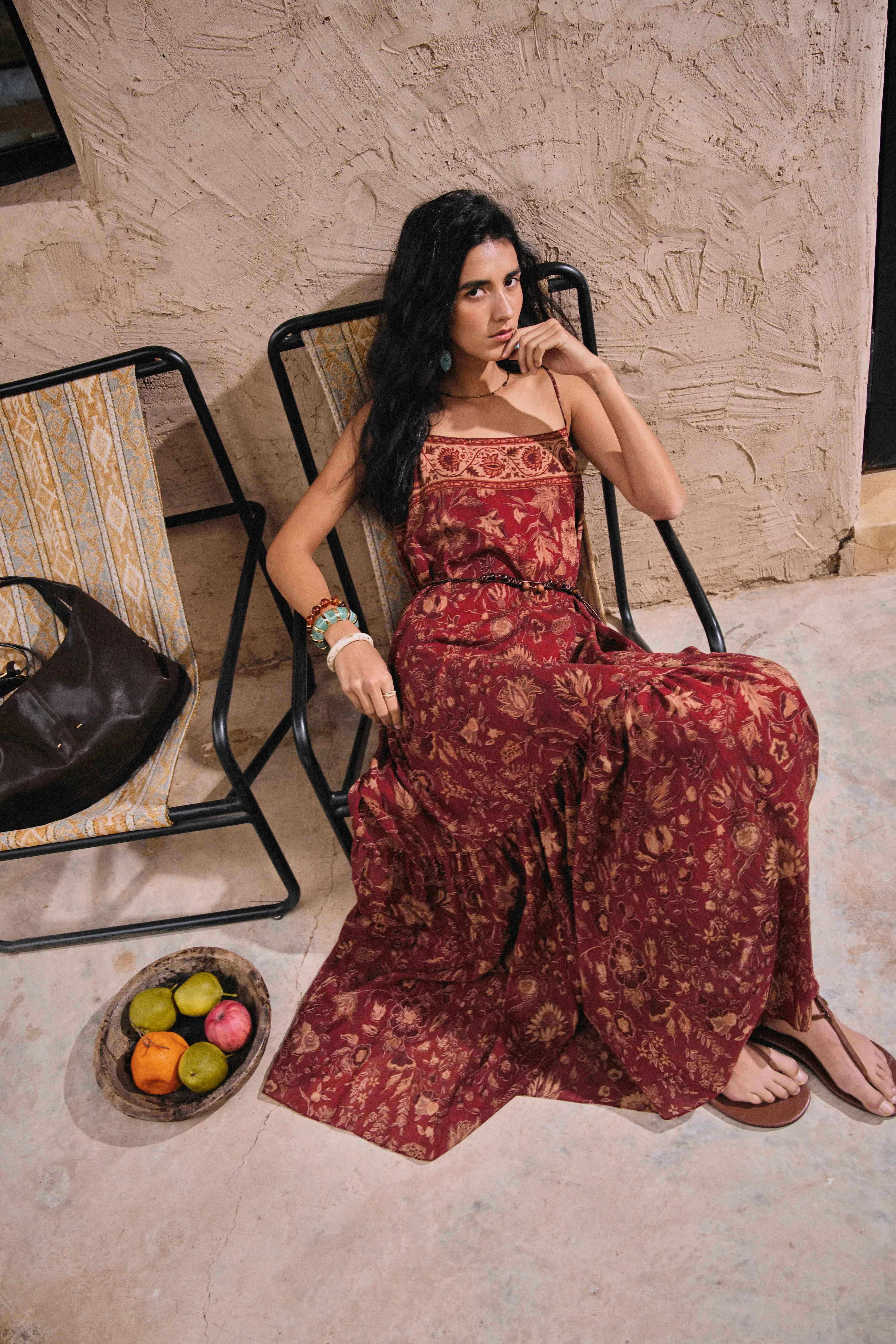 Jules Handpainted Persian Floral Cami Dress XS/P