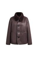 Hazel Black Reversible Shearling Jacket in 100% Wool Pile