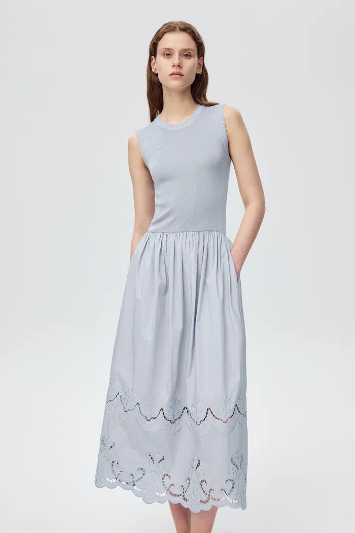 mulberry silk dress Amy Lace-Trimmed Dress in Mulberry Silk Blend