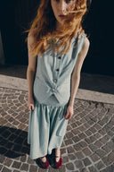 Elodie Denim Vest in Summer Denim - Light Wash Blue Denim