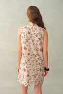 Robe sans manches en ligne A Thea avec nœud papillon, peinte à la main, motif floral, en mélange soie-coton