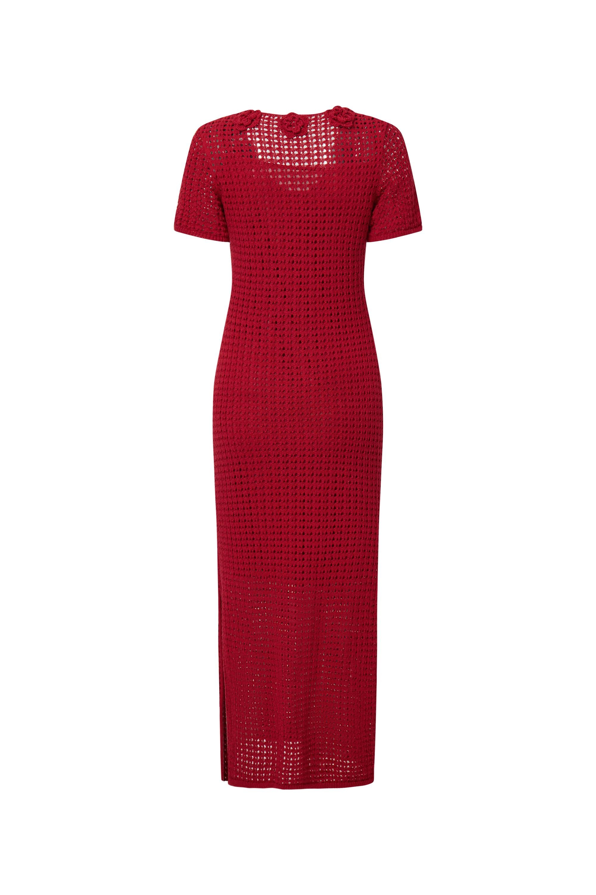 Golf Floral Crocheted Knit Dress in Hemp Cotton Knit –