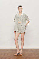 Nao Striped Relaxed Long Sleeve Shirt in Cotton Blend Poplin
