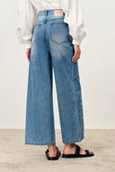 Lulia Raindrop Hand-Beaded Roomy Straight Leg Jeans in Cotton Denim