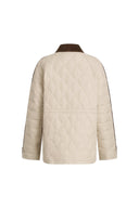 Isla Contrast Collar Quilted Down Jacket in Water-Resistant Cotton