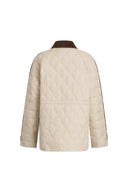 Isla Contrast Collar Quilted Down Jacket in Water-Resistant Cotton