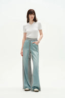 Sereta Wide Leg Denim Jeans in Cotton Jersey