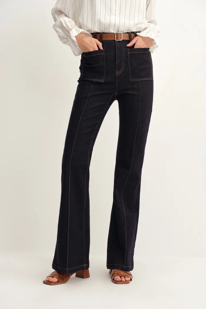 Hutton Micro Flare Bootcut Jeans in Stretch Denim