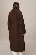 Rond Maxi Lapel Long Coat in Merino Cashmere Blend