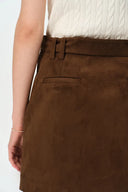 Clara Midi Rok in Premium Kunstsuède - Dieper Khaki
