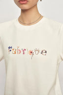 Lyra Hand-Painted Floral Logo T-Shirt in Cotton