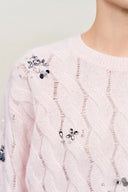 Aria Hand Beaded Sweater in Wool-Silk Blend