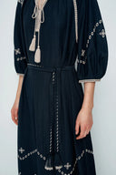 Antonia Embroidered Robe Dress in Linen Blend