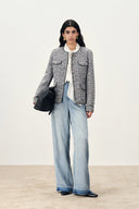 Deauville Hand Woven Trim Crew Neck Tweed Jacket in French Bouclé