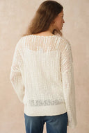 Livy Scalloped Neckline Cardigan in Textured Cotton Knit
