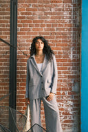 Ensembles blazer à capuche amovible Daseasa et pantalon assortis en mélange viscose