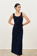 Stella Fringed Sleeveless Midi Dress in Cotton-Elite Yarn Knit