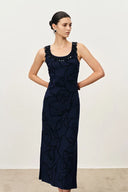 Stella Fringed Sleeveless Midi Dress in Cotton-Elite Yarn Knit