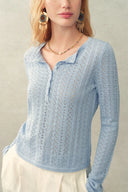 Barbara Scalloped Long Sleeve Top in Premium Cotton Knit