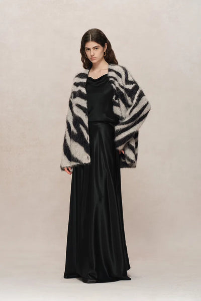 Zebra Modern Zebra Jacquard Cardigan in Washed Alpaca Knit – fbrq.com