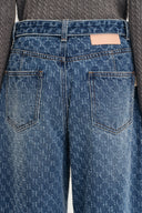Jean dégradé texturé ceinturé Skylar en denim jacquard coton