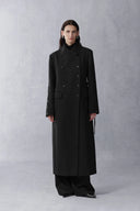 Artemise langer Wollmantel aus strukturiertem Merino-Woll-Twill