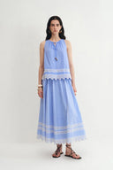 Imperia Embroidered Skirt in Premium Cotton Poplin