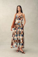 Morven Bademantelkleid mit Mosaikmuster aus gebürstetem Seidenmischgewebe