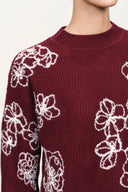 Poppy Flora Embroidery Sweater in Merino Wool Knit