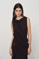 Florence Asymmetric Draped Sleeveless Top and Maxi Skirt Set in Cotton Modal Knit