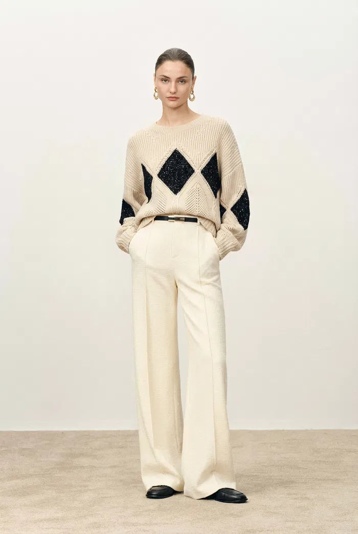 Cassy Argyle Sweatshirt in  Coarse Spun Merino Wool