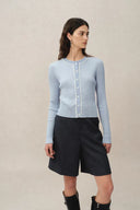 Niki Blauwe Cardigan in Lyocellmix Breiwerk