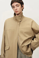 Juliette Contrast Plaid Lined Jacket in Water Repellent Cotton