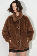 Hazel Brown Reversible Shearling Jacket in 100% Wool Pile