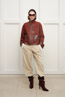 Laso Wildlederjacke mit Lederbesatz aus Ultrasuede
