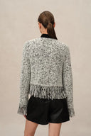Sara Fringe Knit Jacket in Multi-Yarn Blend