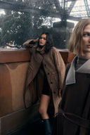 Yuki Drawstring Wool Coat in Alpaca Loop Wool