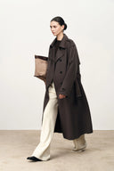 Manteau long croisé Tristan en mérinos double face cachemire