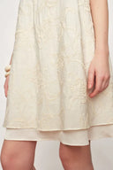 Liora Modern Chinese Style Stand Collar Dress in Koi Embroidery