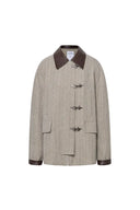 Boxy Style Utility Jacket in Heathered Herringbone