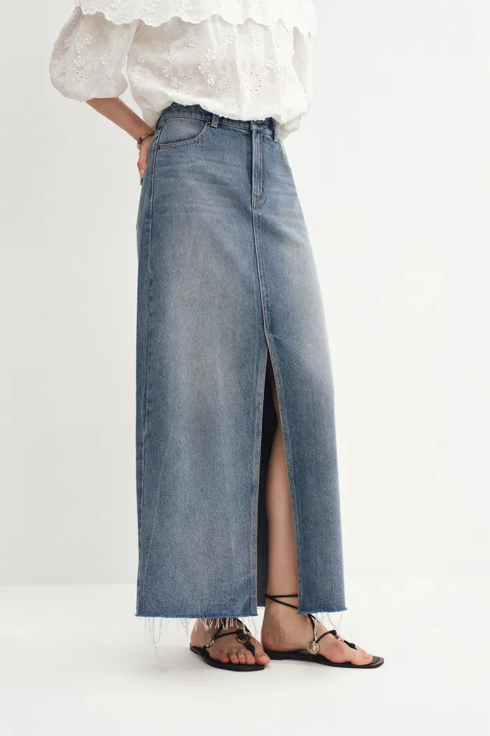 Denim Skirt in Cotton Denim