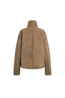Kelly Shawl Collar Shearling Jacket in Faux Suede