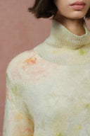 Vestido de Manga Larga Flora Pintado a Mano en Mezcla de Merino y Alpaca
