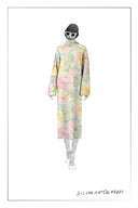 Vestido de Manga Larga Flora Pintado a Mano en Mezcla de Merino y Alpaca