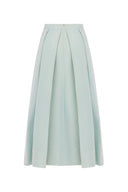 Cici A Line Pleated Flare Skirt in Crystal Flow Satin