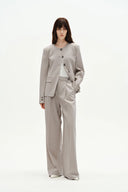 Aki Round Neck Suit Blazer in Merino Wool Blend
