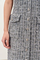 Cherbourg Sleeveless Tweed Midi Dress in French Bouclé with Metallic Threads